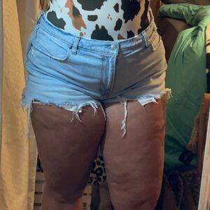 Abercrombie & Fitch Light Blue Distressed Denim Jean Shorts